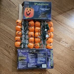 Vintage Noma Pumpkin Light Set - Halloween Blow Mold - 90s Y2K - Tested! 2 Sets